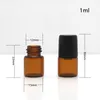 1 2 3 5 10ML Essential Oil Glass Roller Bottles Mini Tiny Refillable Empty Aromatherapy Perfume Liquid Amber Glass Roll On Bottle Vials Metal Rollerball