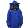 Poliéster Algodão Azul Branco de Proteção Apicultura Jaqueta Véu Vestido Com Chapéu Equipar Blusa de Fato - Bee Coat Terno Roupas