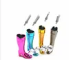 Newest High Shoes Boots Shape Tobacco Pipe Hand Cigarette Smoking Water Bongs With Metal Bowl 4 Colors 73mm Height Accessoories Tools