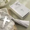 Błogosławieństwa Srebrny Krzyż Bookmark Z Tassel Wedding Baby Shower Chrzest Party Favors Prezenty Darmowa Wysyłka Za4414