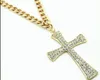 Mens Bling Buzlu Out Mısır Ankh Anahtar Kolye Kolye Altın Kaplama Hip Hop Rhinestones Kristal Küba Link Zinciri Erkekler Takı NecklacesPendan