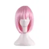 WoodFestival pink blue anime wigs short straight bob wig cosplay heat resistant fiber synthetic hair bangs1282109