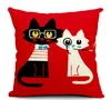 18*18" Cute Cat Pillow Cover Lovely Meow Star Square Cotton Linen Pillow Case Cushion Case 6 Style Home Car Decor