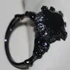 Size 5-11 Vintage Jewelry Professional Wholesale 10KT Black Gold Filled Sapphire CZ Diamond Gemstones Wedding Women Skull Ring for Love Gift