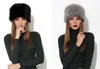 Stand Focus Damen-Mütze aus Kunstfell, russischer Kosaken-Mütze, Mütze, Damenmode, stilvoll, für den Winter, mit Bommel, dick, warm, Schwarz/Grau