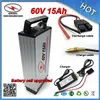 Hoge kwaliteit 1800W 60 Volt EBIKE batterij 60V 15AH lithium batterij met BMS Samsung 18650 cel aluminium behuizing + gratis oplader