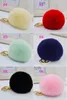 Fashio Rabbit Fur Balls Pompom Mobiltelefon Bil Keychain Pendant Handväska Charm Key Ring Plysch Key Chain Bag Pendant Keychain 8cm Väska Tillbehör