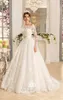 Nuovi abiti da sposa a buon mercato moderni una linea fuori spalla a maniche lunghe Appliques Sweep Bullball Trein Absels Abiti da sposa Plus size 0424