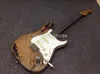 1961 Rory Gallagher Handmade Heavy Relic Distressed 3 Tone Sunburst Electric Guitar Tremolo Bridge Whammy Bay Vintage Tuners Chrome Hardware