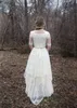 Nouvelles robes de mariée modestes avec manches Country Style jardin bohème robes de mariée en dentelle Tulle encolure dégagée Illusion manches courtes Mariées