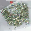 Mix Tailles 1000PCS / Paquet Crystal Clear AB Non Hotfix Flatback Strass ongles Rhinestoens pour les ongles Nail Art 3D Gems Décoration