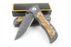 Anpassade knivar - 339 Spring Assisted Fast Open Flipper Kniv 440c Drop Point Blade Wood Handtag EDC Pocket Knives