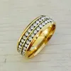 Luxury 18K gold Plated 2 row CZ diamond rings Top Classic Design Wedding Band lovers Ring for Women and Men wholesale