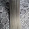 Silver Grey Hair Extensions Seamless Remy 100g Tape In Human Extensions 100g (40PCS) PU Skin Väftband Hårförlängningar Hårprodukter