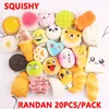 20pcs/pack Squishies Slow Rising Squishy random sweetmeats ice cream cake bread Strawberry Bread Charm Phone Straps Soft Fruit Kids Toys 666