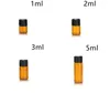 Compte-gouttes ambre 1ml 2ml 3ml 5ml, Mini bouteille en verre, flacon d'affichage d'huile essentielle, petit sérum, parfum, récipient d'échantillon marron