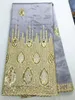 Tessuto 5 Yards/lot Lusso paillettes oro decorazione pizzo con vino tessuto di pizzo george africano per abbigliamento da festa OG401