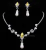 Brautjungfer Schmuck Set für Hochzeit Kunstperlen Strass Halskette Wassertropfen Ohrringe Schmuck Set Party Schmuck Set