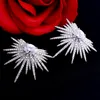 Fashion Emerald Crystals Earrings Silver Rhinestones Flower Stud Earring For Women Bridal Jewelry 2 Colors Wedding Gift For Friend