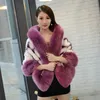 poncho cape fox fur.