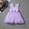 6 Farbe 2016 Sommer-3D Blumen Crochet Kleid-Mädchen-Spitze-Sleeveless Sun Kleid-Kind-Tutu-Kleid-Partei-Kleid-freies Verschiffen K7056