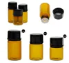 1ML Lege Glas Amber Roll Ball Fles Jar Fials met GLB voor cosmetische parfum Essentiële olieflessen