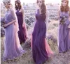 Vier Arten Romantische Lavendel Brautjungfernkleider Halfter Eine Schulter Chiffon Für Land Hochzeit Trauzeugin Kleider Brautkleider Benutzerdefinierte