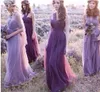 Four Styles Romantic Lavender Bridesmaid Dresses Halter One Shoulder Chiffon For Country Wedding Maid of Honor Dresses Wedding Gowns Custom