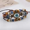 Turkije Lucky Evil Eye Bead Armband Nieuwe Stijl Bedel Gevlochten Hith Kwaliteit Lether Drie Lagen Armbanden LB007