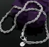 Cadenas de collar de plata de ley 925 de 3MM, 16-30 pulgadas, collares de cadena de cuerda con abalorio de moda bonitos y bonitos, accesorios de joyería DIY