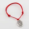 MIC 50 pcs Adjustable Bracelets Red Waxes rope Antique silver Alloy ST. JUDE THADDEUS Jesus Oval Medal Charm Adjustable Bracelet B-31