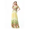 Große Größe Maxi Kleider L-5xl Frauen langes Chiffon Blumendruck Strandkleid Kurzarm sexy elegantes böhmisches Kleid