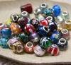 Mix Handmade Lampwork Kolorowe Glazura Big Hole Round Koraliki 14mm Luźne Koraliki Charms Fit Europejskiej Bransoletki DIY Biżuteria Większość