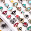 Wholesale Fashion bulk lot 50pcs mix styles metal alloy gem turquoise jewelry rings discount promotion