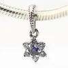 Oubliez-moi pas violet clair CZ pendentif 100% 925 perles en argent Sterling Fit Pandora bracelet à breloques authentique bricolage bijoux de mode