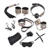 Sexig Leopard Leather 10 Piece Set Alternative Toys Bundled Bondage Set Adult Products Factory Outlets Hand and Foot Handcuf8620680