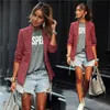 Vår Höst 2016 Kvinnors Fashion Casual Långärmad Röd Plaid Lapel Små kostym Jacka Blazer Women Coat