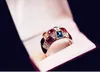 18K Vergulde Rainbow Diamond Ring Oostenrijk Tsjechische Crystal Luxe Crown Nobility Queen Finger Rings Fashion Show Sieraden Accessoires