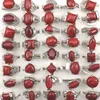 Mixed Size Red Turquoise Rings for Women Fashion Jewelry 50 st grossist