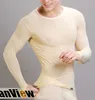 Wholesale-Mens Sexy Transparent Undershirt Exotic smooth Sheer Underwear tops Long Sleeves Fitness Gym Sports T Shirt