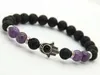 Neuankömmling 8mm natürliche Amethyst Lava Stein Perlen Schutz Hamsa Armbänder schöne Geschenke für Männer und Frauen224m