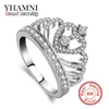 Yhamni Luxury 925 Sterling Silver Rings Princess Queen Crown Engagement Ring Luxury CZ Diamond Autentiska Sterling Silver Smycken Kyra017