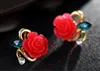 Stud Beauty Earrings Sweet Rose Studörhängen med söta harts Love Flowers Ear Rings örhängen smycken Kvinnor Girls Wedding R230619