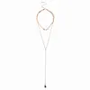 Ny design Sexig silver / guldfärg Crystal Charm Halsband Multilayer Fishbone Chain Y Shape Choker Halsband för kvinnor