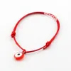 100pcs Red Wax Rope Mixed Color Resin Evil Eye Beads Charm Adjustable Bracelets