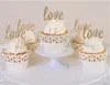 Livraison Gratuite 100PCS Gold LOVE Glitter Cupcake Picks Fournitures De Mariage Party Cupcake Picks Topper LOVE Cure-dents Faveurs Décoration De Table