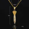 Bling Bling Gold Color Rhinestone Iced Out Military Rocket Arrow Dart Pendant Necklace Hip Hop Style Rapper Jewelry