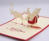 10st santa släde hjort handgjorda kirigami origami 3d pop up hälsningskort inbjudan vykort för födelsedag jul festgåva