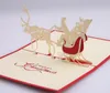 10 sztuk Santa Sled Deer Handmade Kirigami Origami 3D Pop Up Kartki z życzeniami Zaproszenie pocztówka na urodziny świąteczny prezent