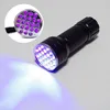 Luce nera ultravioletta Torcia a 21 LED Torcia UV Lampada a luce Mini Torcia UV portatile in alluminio